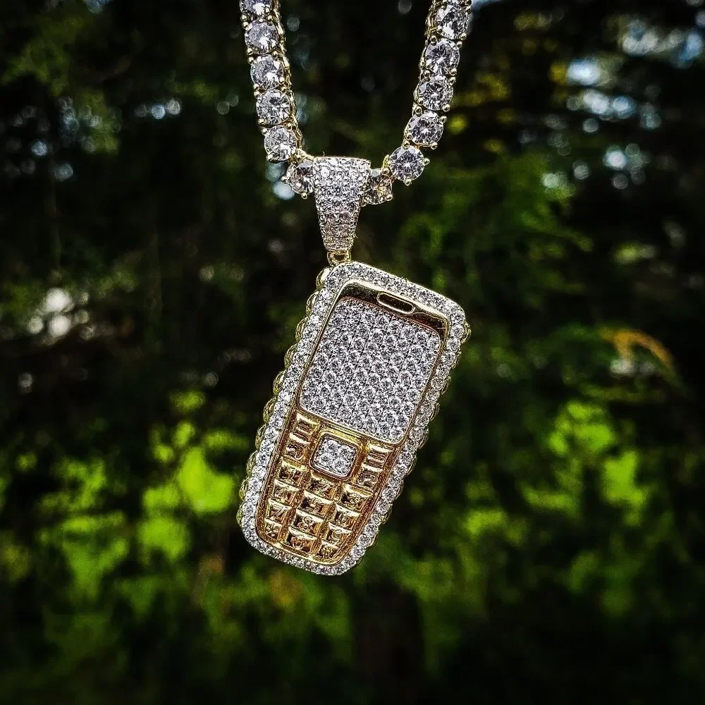 Lab Diamond Throwaway Phone Necklace Set